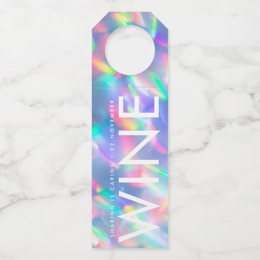 Iridescent Ultra Modern Monogram Weddenschap Flessenhanger (Achterkant)