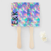 Iridescent Ultra Modern Monogram Weddenschap Handwaaier (Voorkant en achterkant)
