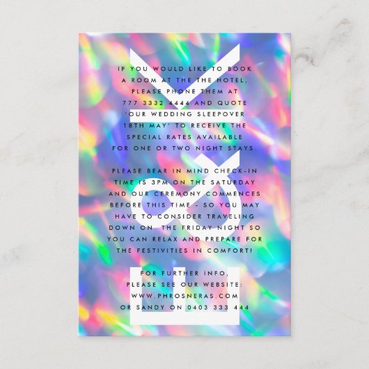Iridescent Ultra Modern Monogram Weddenschap Informatiekaartje (Voorkant)