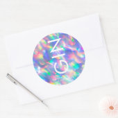 Iridescent Ultra Modern Monogram Weddenschap Ronde Sticker (Envelop)