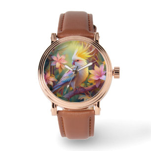 Iridescent Wing Cockatiel Fantasy Bird Horloge