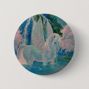 "Iridescent World" Winged Unicorn Badge / Button