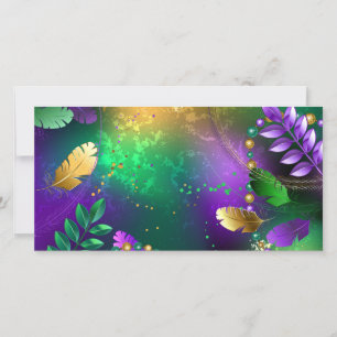 Iridescente achtergrond van carnaval met kralen feestdagenkaart