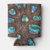 Iridescente Australische zwarte opal edelstenen in Blikjeskoeler (Voorkant)