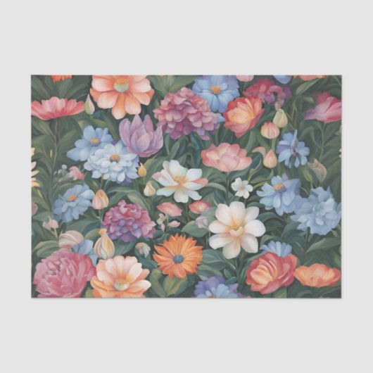 Iridescente Bloementuin Decoupage Tissue Tissuepapier (Voorkant)