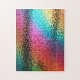 Iridescente Gegolfde Regenboog Glas Textuur Legpuzzel