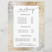 Iridescente gestructureerde moderne make-up prijsk menu (Voorkant)