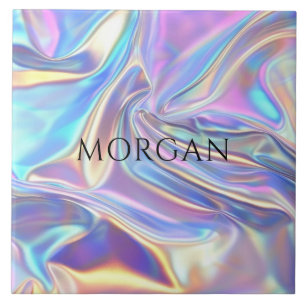 Iridescente Glanzende Metalen Stof, Naam Tegeltje