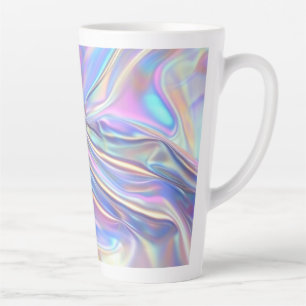 Iridescente glanzende metalen stof, turkoois goud latte mok