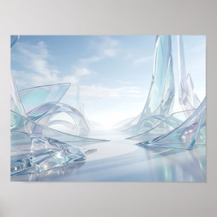 Iridescente glazen futuristische landschap poster