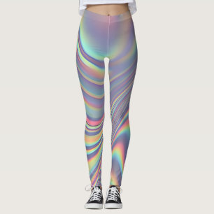Iridescente holografische werveltextuur leggings