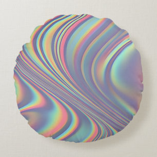 Iridescente holografische werveltextuur rond kussen