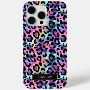 Iridescente Luipaardprint Monogram iPhone 15 Pro Max Hoesje