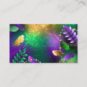 Iridescente mardi gras achtergrond met kralen contactkaartje