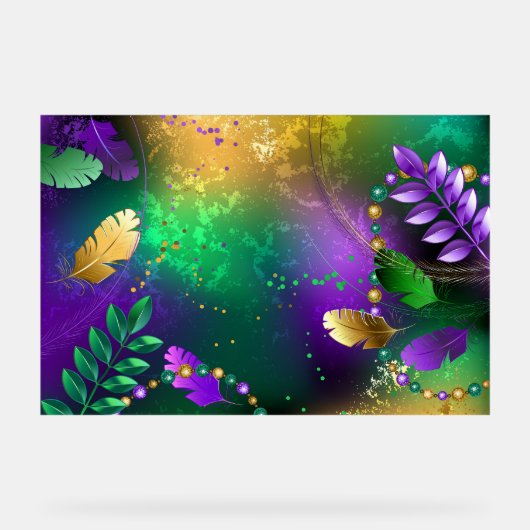 Iridescente mardi gras arrière - plan avec perles (Recto)