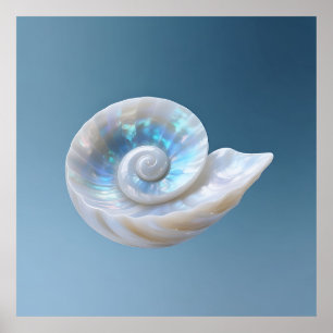 Iridescente Nautilusschelp Spiraal Poster