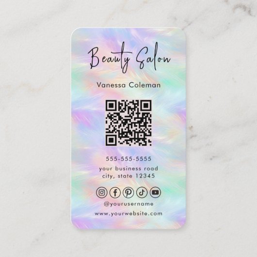 Iridescente Opal Beauty Salon Carte de visite élég (Dos)