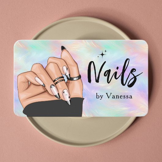 Iridescente Opal Nail Artist Carte de visite éléga