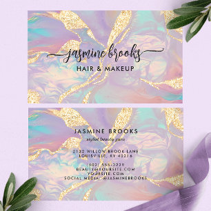 Iridescente Pastel Paarse Gouden Glitters Visitekaartje
