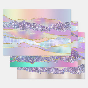 Iridescente rose bleu brillant feuille parties sci