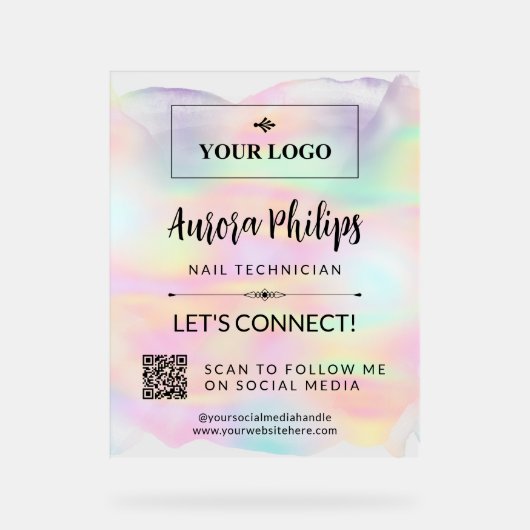 Iridescente Splash Your Logo & QR Social Media (Recto)