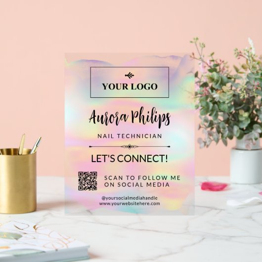 Iridescente Splash Your Logo & QR Social Media (Mariage)