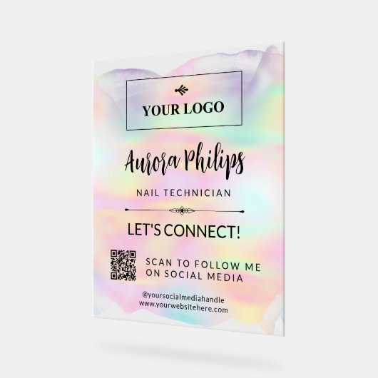 Iridescente Splash Your Logo & QR Social Media (Angle)