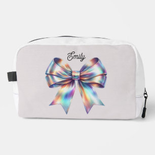Iridescente strik met persoonlijke accessoiretas toilettasje