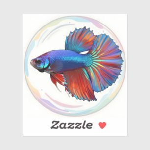 Iridescente Stroom – Betta Vis Kunst Vierkante Vin Sticker