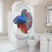 Iridescente Stroom – Betta Vissen Kunst Douchegord Douchegordijn (In situ)