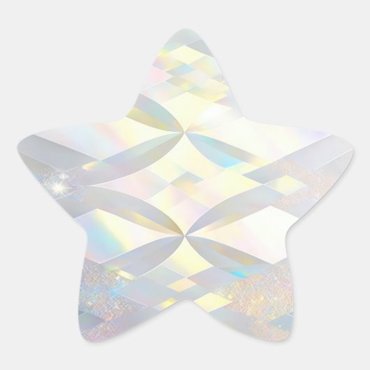 Iridescente witte diamantpatroon ster sticker (Voorkant)