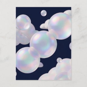 Iridescente zeepbellen zweven donkerblauwe dromeri briefkaart
