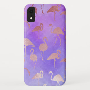 Iridescentiekleuren met Roos Gold Flamingo patroon iPhone XR Hoesje