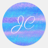 Iridescerende strepen turquoise roze ronde sticker (Voorkant)