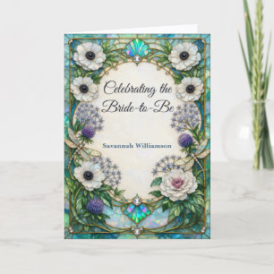 Iridiscerende Art Nouveau Botanische Bruiloftsborr Kaart