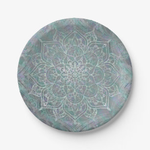 Iridiscerende Glans Mandala Boho Chic Papieren Bordje