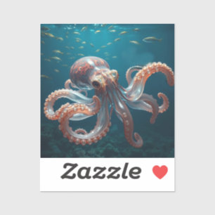 Iridiscerende Glas Octopus Kunst Diepzee Fantasi Sticker