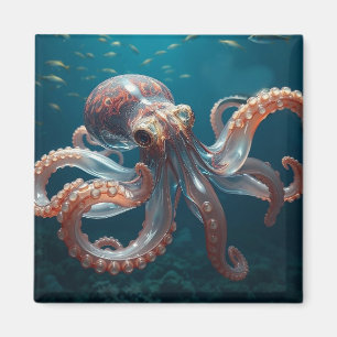 Iridiscerende Glas Octopus Kunst   Diepzee Leven Magneet