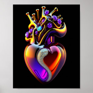 Iridiscerende glazen hart digitale kunst poster