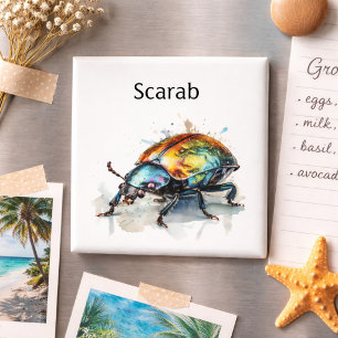 Iridiscerende Kever in Aquarel, op maat Magneet