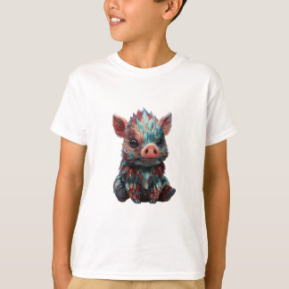 Iridiscerende Kleurrijke Gevederde Biggen Kinderen T-shirt