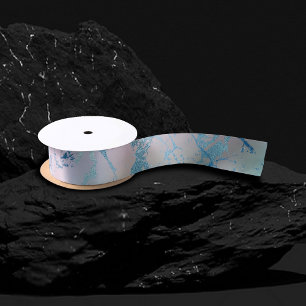 Iridiscerende Marmer Trendy Nep Holo Blauw Roze Lint