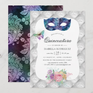 Iridiscerende Maskerade Quinceañera Kaart