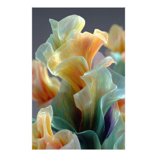 Iridiscerende Pastel Regenboog Glas Bloemblaadjes Foto Afdruk