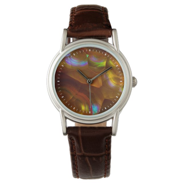 Iridiserend oranje vuuropaal horloge (Voorkant)