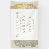 Iridiserende moderne glitters bruiloft welkom spandoek (Verticaal)