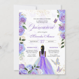 Iridiserende Paarse Vlinders Mariposa Quinceanera Kaart