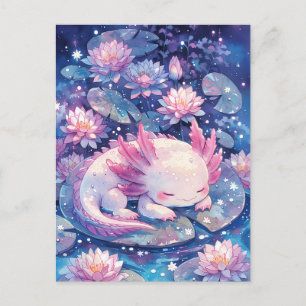 Iridiserende Roze Aquarel Slaande Axolotl Briefkaart