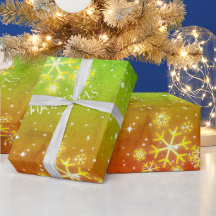 Irie Gradient Grunge met sneeuwvlokken op kerst Cadeaupapier