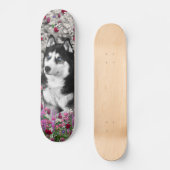 Irie the Siberian Husky in Flowers Skateboard (Voorkant)